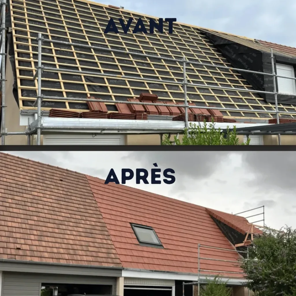 Réfection de toiture à Val-de-Reuil : liteaunage et écran de sous-toiture, puis couverture neuve avec fenêtre de toit